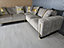 Genova Velvet Beige Corner Sofa With Gold Metal Legs