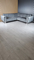 Genova Velvet Grey Corner Sofa With Chrome Metal Legs