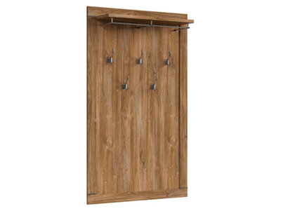 Gent Wall Mounted Coat Rack Panel 101cm Oak Stirling with Shelf, Rail ...