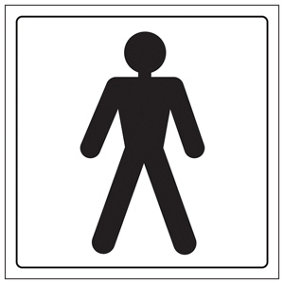 Gents Toilet General Door Sign - Self Adhesive Vinyl - 150x150mm (x3)
