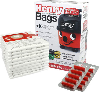 Genuine 20 x Pack Numatic Hepa-Flo Hoover Vacuum Bags Henry Hetty James NVM-1CH