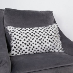 Genuine Black Dot Goatskin Print Cushion