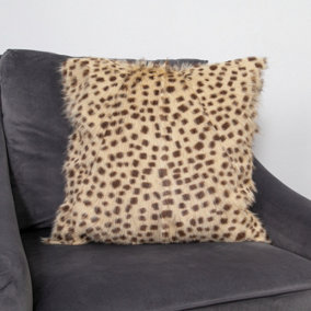 Genuine Brown Leopard Goatskin Print Cushion