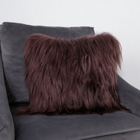 Genuine Brown Long Hair Goat Cushion Cushion