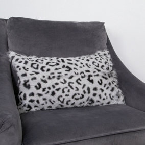Genuine Grey Leopard Goatskin Print Cushion