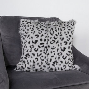 Genuine Grey Leopard Goatskin Print Cushion