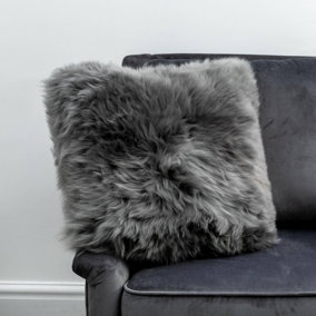 Genuine Grey Sheepskin Cushion