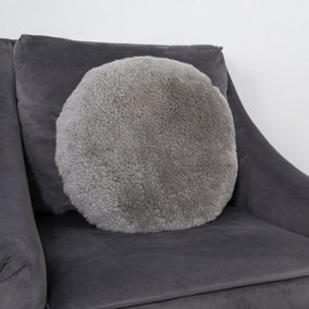 Genuine Grey Short Pile Sheepskin Cushion