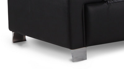 Genuine Leather Black Left Hand Facing Corner Sofa