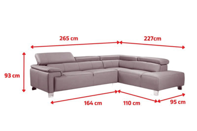 Genuine Leather Black Right Hand Facing Corner Sofa