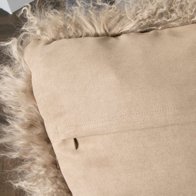 Genuine Light Brown Curly Sheepskin Cushion 45x45cm