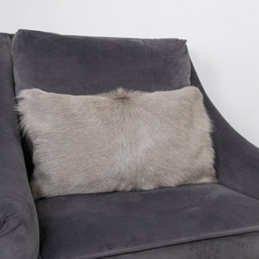 Genuine Light Grey Goatskin Cushion