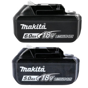 Genuine Makita 18V Batteries - 1x 6.0Ah BL1860 1x 5.0Ah BL1850 LXT Star Battery