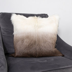 Genuine Ombre Ivory/Brown Goatskin Cushion