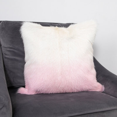 Genuine Ombre Ivory/Pink Goatskin Cushion