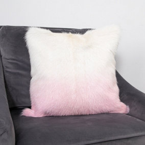 Genuine Ombre Ivory/Pink Goatskin Cushion