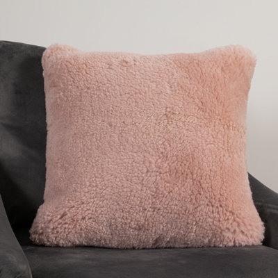 Genuine Pink Short Pile Sheepskin Cushion