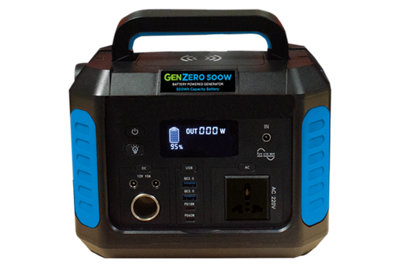 GenZero Portable Power Station, 500Wh Up to 800W  AC/DC Output, Rechargeable Lithium Battery, 5 Year Warranty