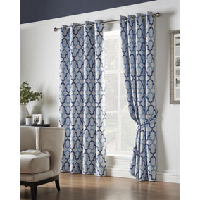 Geo 66" x 54" Blue (Ring Top Curtains)