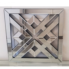 Geo Mirror Geometric Style Art Decor Decorative Mirror Silver 30cm 3x