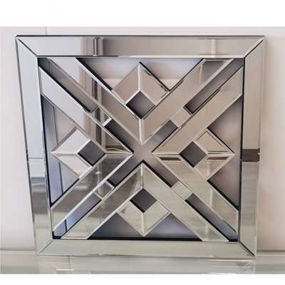 Geo Mirror Geometric Style Art Decor Decorative Mirror Silver 40cm 1x