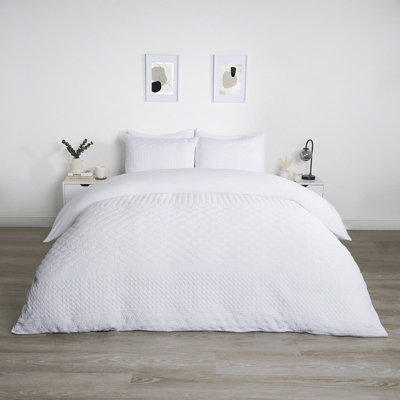 Geo Pinsonic Duvet Cover Set Quilt Bedding Set Pillowcases, White - Double