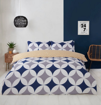 Geo Polycotton Duvet Set With Pillowcase