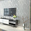 Geometric 3D Striped Patterned Non Woven Embossed Grey Wallpaper