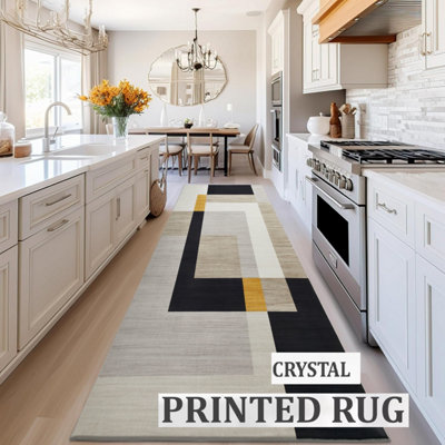 Geometric Anti Slip Printed Rug Long Area Hallway Runner Indoor/Outdoor ...