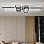 Geometric Black Frame Rectangular LED Semi Flush Ceiling Light 120cm in White Light