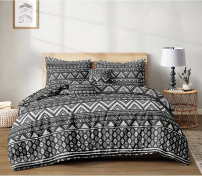 Geometric Charcoal Printed Duvet Cover Set