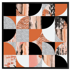 Geometric circles in autumn colours (Picutre Frame) / 12x12" / Grey