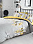 Geometric Feathers Single Duvet Cover and Pillowcase Set - Yellow