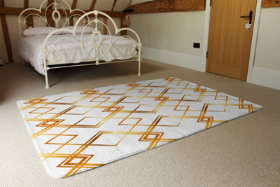 Geometric Golden Pattern Special Soft Home Rug