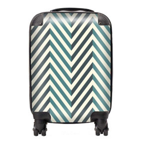 Geometric Herringbone Chevron Blues Suitcase - Small