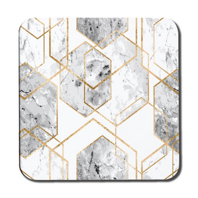geometric marble pattern with gold glitter (Coaster) / Default Title