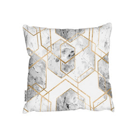 geometric marble pattern with gold glitter (Cushion) / 45cm x 45cm