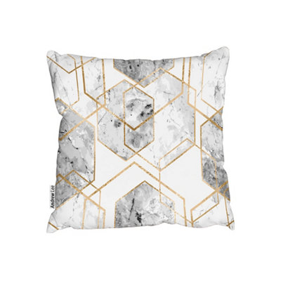 geometric marble pattern with gold glitter (Cushion) / 60cm x 60cm
