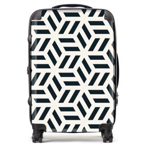 Geometric Monochrome Hexagonal Pattern Suitcase - Medium