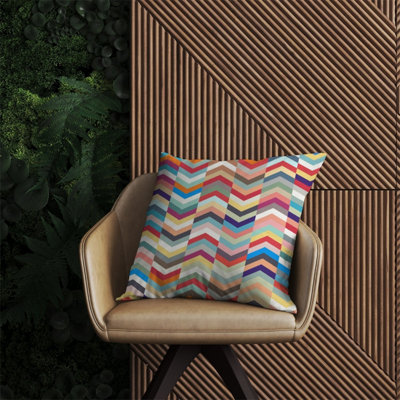 Geometric Multi Colored Chevron Pattern Outdoor Cushion 60cm x 60cm