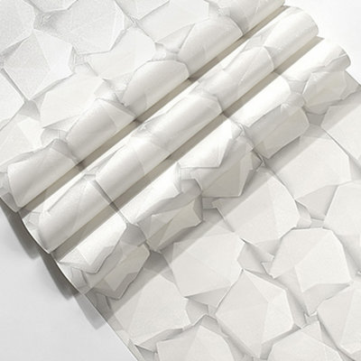 Geometric Pattern Wallpaper, 3D Brick Effect Wallpaper for Bedroom and Bathroom , Non Self Adhesive,950 cm Long x 53 cm Wide