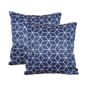 Geometric Scatter Outdoor Cushion - Pack of 2 - Polyster - H10 x W45 x L45 cm - Blue