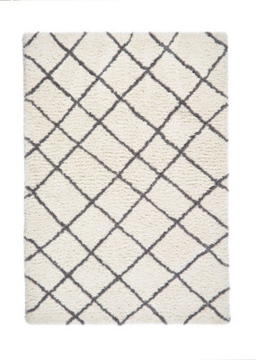 Geometric Shaggy Rug, Modern Rug, 25mm Thickness Moroccan Rug, Geometric Rug for Bedroom, & Dining Room-80cm X 150cm