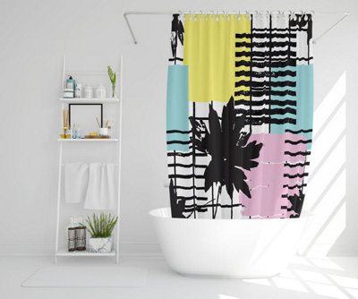 Geometric Shape & Leaf Print (Shower Curtain) / Default Title