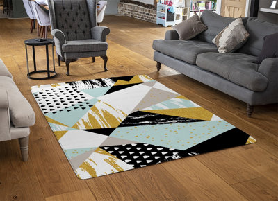 Geometric Shapes & Brush Strokes Special Soft Home Rug