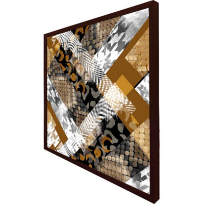 Geometric snake skin & patterns (Picutre Frame) / 30x30" / Black