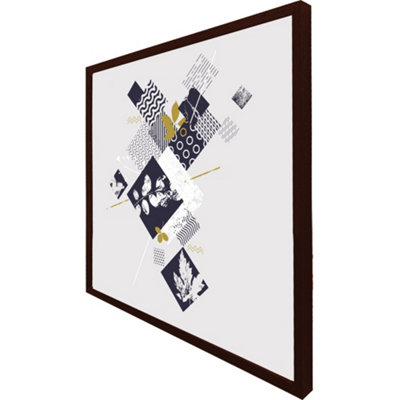 Geometric squares & leaves (Picutre Frame) / 24x24" / Oak