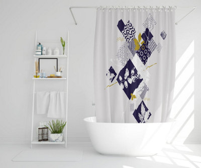 Geometric Squares & Leaves (Shower Curtain) / Default Title Price Comparisons | Compare The Build
