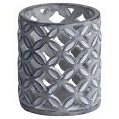 Geometric Stone Candle Sconce Grey (One Size) DIY at B&Q