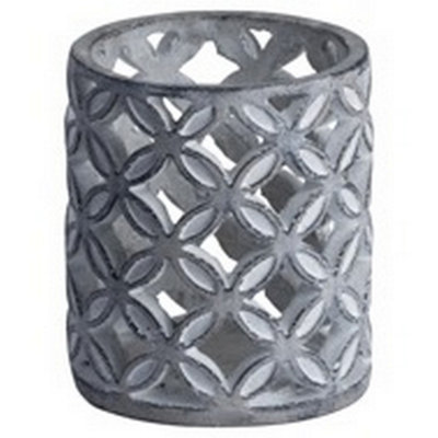 Geometric Stone Candle Sconce Grey (One Size)